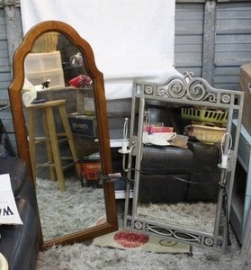 lot 276 image: 2- mirrors one with lamps on it