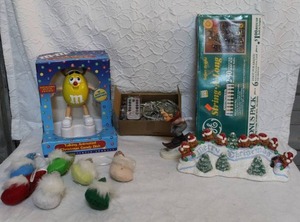 lot 351 image: Christmas lot M&M candy dispenser snowflake lights with remote and much more see pictures