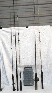 lot 357 image: Tackle box with lures and rods