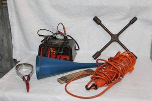 lot 362 image: EverStart Basic Six Dual Rate Battery Charger  shop light large funnel and much more see pictures