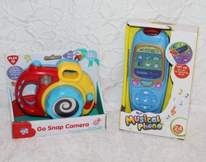 lot 374 image: Play Go Snap Camera toy. And Musical Phone toy all unopened