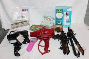 lot 385 image: Assorted bathroom items hair dryers straighteners unopened air freshener unopened soaps and more see pictures