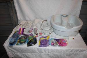 lot 411 image: Foot spa heating pad and mixture of shoe pads all unopened