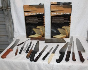 lot 428 image: collection of various kitchen knives and a cleaver,and 2- Bread slice to sliced bread evenly