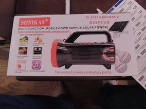 lot 73 image: SONIKAS MULTI FUNCTION MOBILE POWER SUPPLY (SOLAR)    NEW