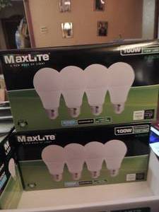 lot 75 image: MAXLITE 100W ( 13W LED)    PKGS OF 4 BULBS,  NIP