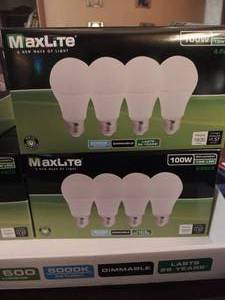 lot 124 image: MAXLITE 100W ( 13W LED)    PKGS OF 4 BULBS,    QTY 2   NIP