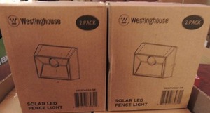 lot 142 image: Westinghouse -2 pack Solar Fence Wall Lights  QTY 2