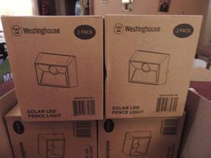 lot 103 image: Westinghouse - 2 pack solar fence wall lights  QTY OF 2 PACKAGES