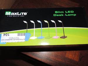 lot 104 image: MAXLITE  DESK LAMP  BLACK  NEW IN PKG