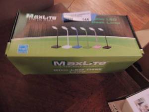 lot 144 image: MAXLITE  DESK LAMP  BLACK  NEW IN PKG