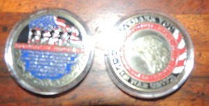 lot 138 image: VETERAN  CHALLENGE COINS QTY 2  THANK YOU FOR YOUR SERVICE