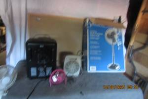 lot 182 image: FANS AND HEATERSLASKO MP STAND FAN, SAI HEATER, HOLMES HEATERCOMFORT ZONE, SIDE MOUNT FAN