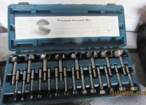 lot 35 image: 22PC PRECISION FORSTNER BITS SET IN CASE