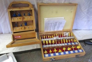 lot 71 image: ROUTER BIT SETS- RYOBI MISSING ONE, OTHER MISSING 2