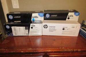 lot 130 image: HP LASER JET PRINT CARTRIDGES-12A, 12AC, 648A, 647A