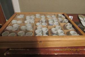 lot 188 image: NFL MINIMUGS IN WOOD CASE NO GLASS