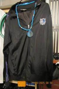 lot 193 image: DALLAS MAVERICKS JACKET XL, PANTS, AND TRUE FAN NECKLACE