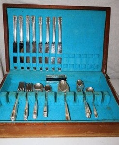 lot 1 image: Chapel Bells Sterling Silver flatware set with box. 51 piece set total. see photos.