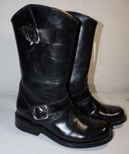 lot 13 image: NEW never worn Womens Black Leather Boots size 5. Made by JAR BOOTS