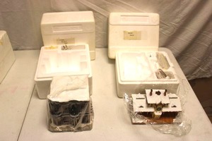 lot 91 image: Oakland Raiders Christmas village buildings station and souvenir shop