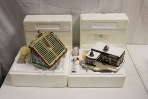 lot 94 image: Oakland Raiders Christmas village buildings Service station and Stadium Main Gate