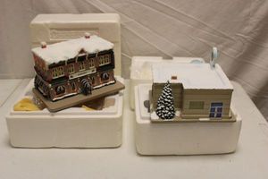 lot 95 image: Oakland Raiders Christmas village buildings Laundromat and Hotel