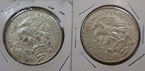 lot 158 image: Two Mexican 25 Pesos commemorative silver coins issued for the 1968 Summer Olympics in Mexico City - 2 times the money