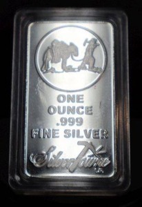 lot 162 image: One Troy ounce .999 Fine Silver bar Silver Towne