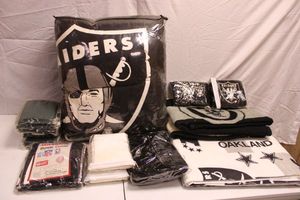 lot 141 image: Oakland Raiders comforter, blankets and towels