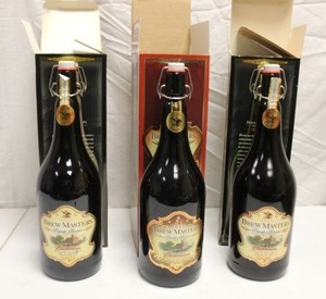 lot 145 image: Brew Masters Budweiser 1 Qt. bottles (For display use only) - 3 total