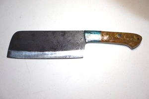 lot 261 image: 7 blade cleaver with textured black top.  Multi medium handle.