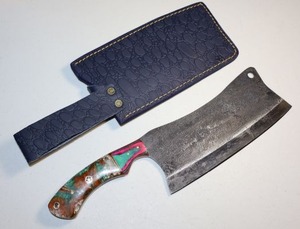 lot 100 image: Cleaver knife 7.5 blade with sheath