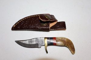 lot 123 image: Antler or bone handle knife with sheath