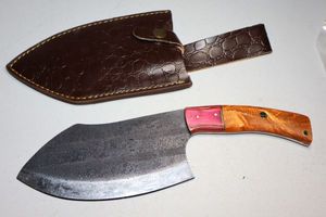 lot 233 image: Cleaver knife 7 blade with sheath