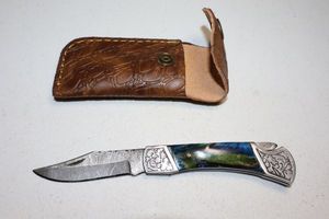 lot 293 image: Folding pocket knife with sheath