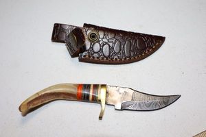lot 295 image: Antler or bone handle knife with sheath