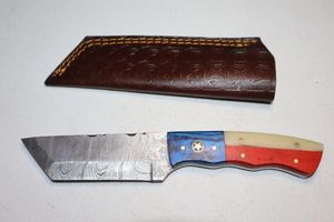 lot 305 image: Texas handle Tanto knife with sheath