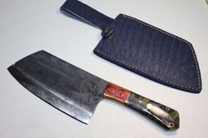 lot 380 image: Cleaver knife with 7 blade and sheath