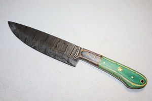 lot 382 image: Kitchen knife with 6.75 blade and green handle