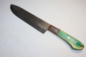 lot 383 image: Kitchen knife with 7.5 blade and green handle