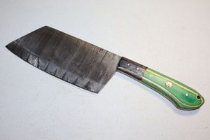 lot 385 image: Cleaver knife with 6.5 blade and green handle