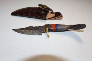 lot 348 image: Antler or bone handle knife with sheath
