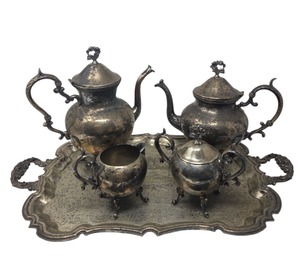 lot 3 image: 6 PIECE SILVER- PLATED COFFEETEA