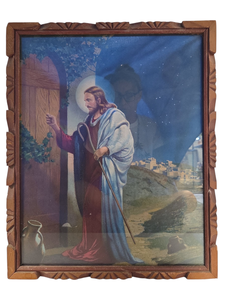 lot 155 image: FRAMED PRINT OF JESUS KNOCKING ON THE DOOR 21T x 17.25W