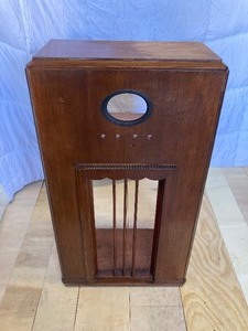 lot 247 image: ANTIQUE WOOD RADIO FRAME. 36T x 21W