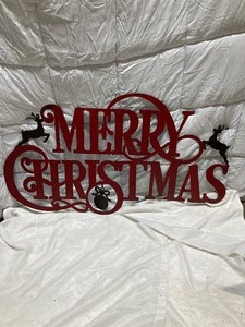 lot 238 image: MERRY CHRISTMAS SIGN WITH A RAIN DEER AND CHRISTMAS LIGHT. 46W x 26T