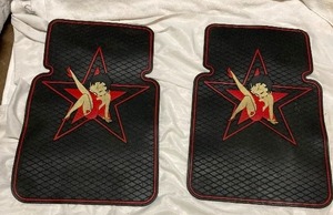 lot 206 image: BETTY BOOP FLOOR MATS BLACK, RED, AND WHITE. LIKE NEW. 16.5W x 24T