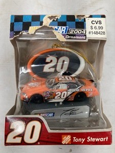 lot 218 image: 2004 COLLECTIBLE NASCAR CHRISTMAS ORNAMENT TONY STEWART #20. STILL IN BOX. 3.5L x 1W