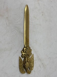 lot 148 image: 9 BRASS LETTER OPENER WITH EAGLE ATOP THE BLADE